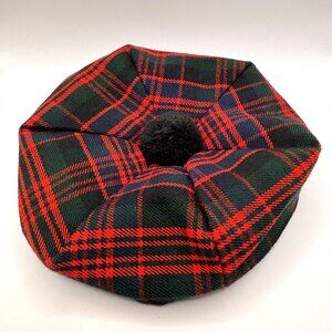 Vintage Tam O’Shanter Cap Beret Hat Red Black Green Blue Acrylic Wool